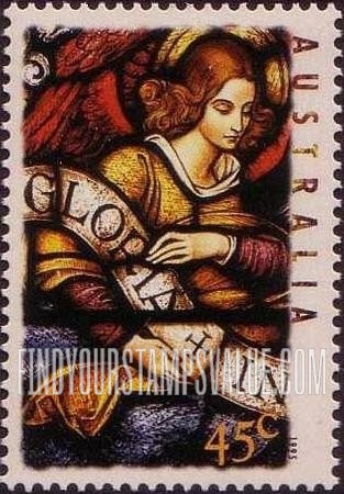 FindYourStampsValue: Christmas: Angel carrying banner