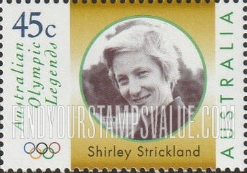 FindYourStampsValue: Legends Type of 1997: Shirley Strickland
