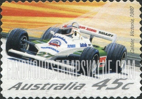 FindYourStampsValue: Race Cars: Williams FW07 Ford, Calder, Victoria, 1980