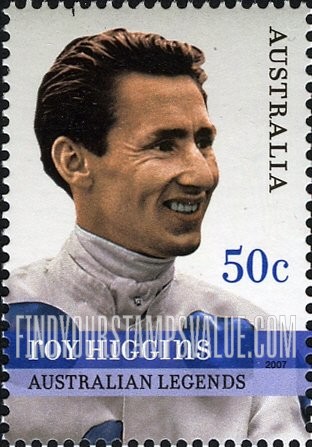 FindYourStampsValue: Horse Racing Personalities: Roy Higgins, jockey, in silks