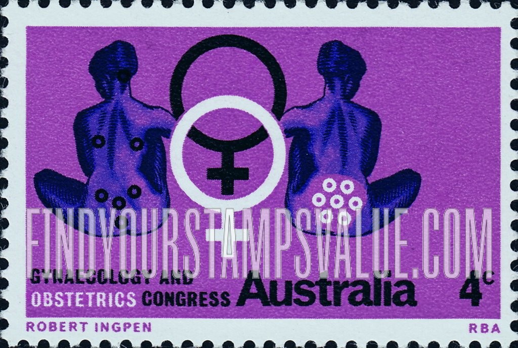 FindYourStampsValue: Seated Women Symbolizing Obstetrics and Gynecology, Female Symbol