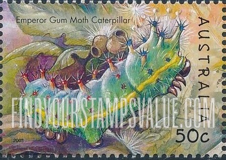 FindYourStampsValue: Insects: Emperor gum moth caterpillar