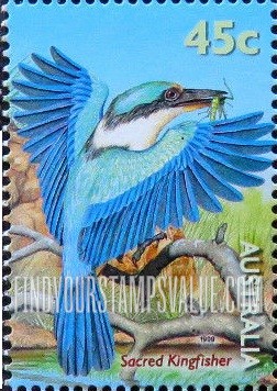 FindYourStampsValue: Pond Fauna: Sacred kingfisher