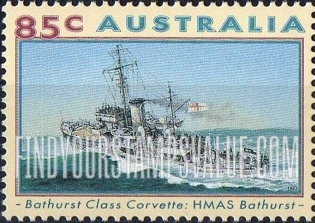 FindYourStampsValue: World War II Ships: Corvette HMAS Bathurst