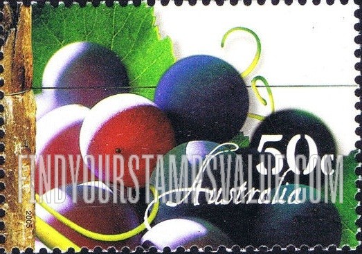 FindYourStampsValue: Australian Wine: Grapes, grape leaves