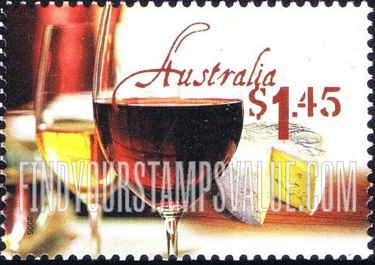 FindYourStampsValue: Australian Wine: Wine glasses, cheese