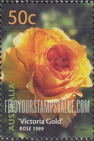 FindYourStampsValue: Australian Cultivars: Victoria Gold rose