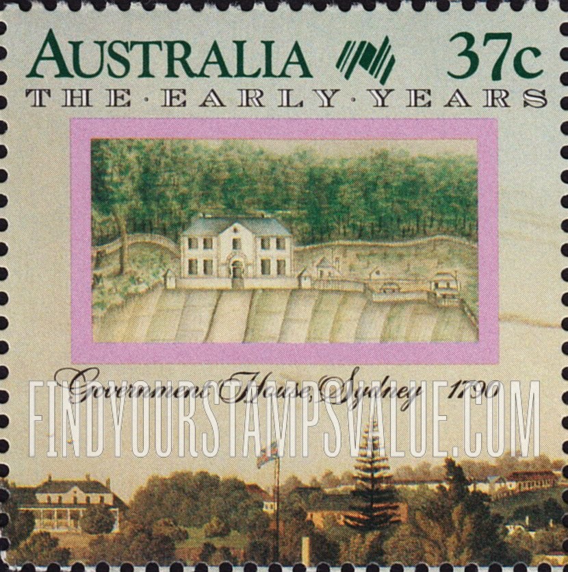 FindYourStampsValue: The Early Years: Government House, 1790, Sydney, by midshipman George Raper