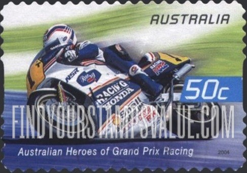 FindYourStampsValue: Grand Prix Motorcycle Racing: Wayne Gardner (motorcycle #1, blue panel)
