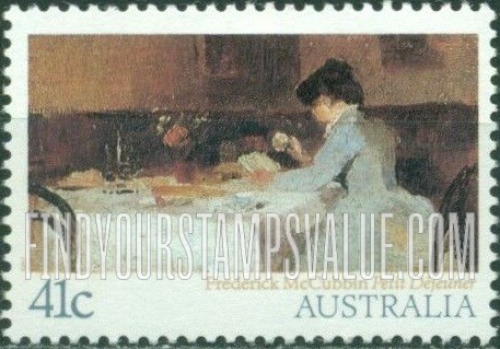 FindYourStampsValue: Impressionist Paintings: Petit Dejeuner, by Frederick McCubbin