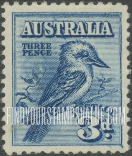 FindYourStampsValue: Kookaburra (Kingfisher): Melbourne Exhibition Issue, Type of 1914