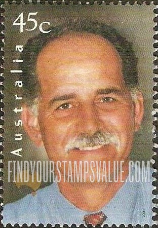 FindYourStampsValue: Faces of Australia: Necip Akarsu, with mustache