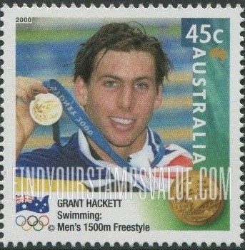 FindYourStampsValue: Australian Gold Medalists at 2000 Olympics: Grant Hackett