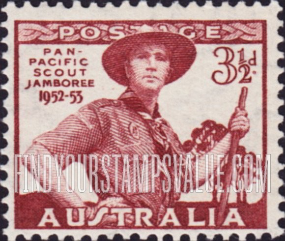 FindYourStampsValue: Scout in Uniform: Scout Type of 1948 Dated “1952-53”