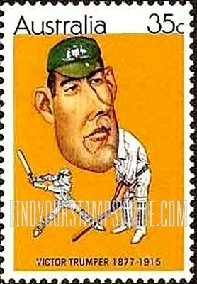 FindYourStampsValue: Australian sportsmen: Victor Trumper (1877-1915), cricket batsman by Tony Rafty