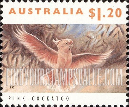 FindYourStampsValue: Threatened Species Type of 1992: Pink cockatoo