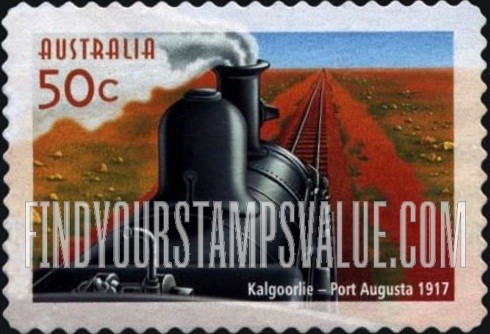 FindYourStampsValue: Australian Railways, 150th Anniversary: Kalgoorlie to Port Augusta line, 1917