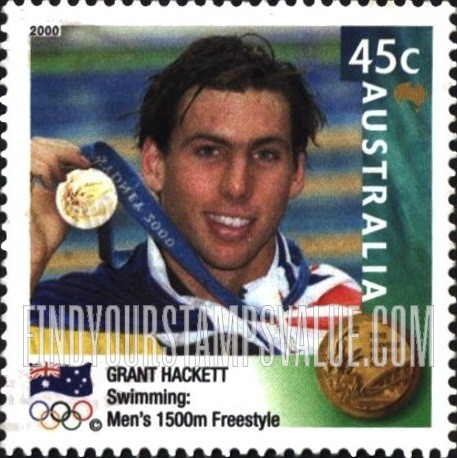 FindYourStampsValue: Australian Gold Medalists at 2000 Olympics: Grant Hackett