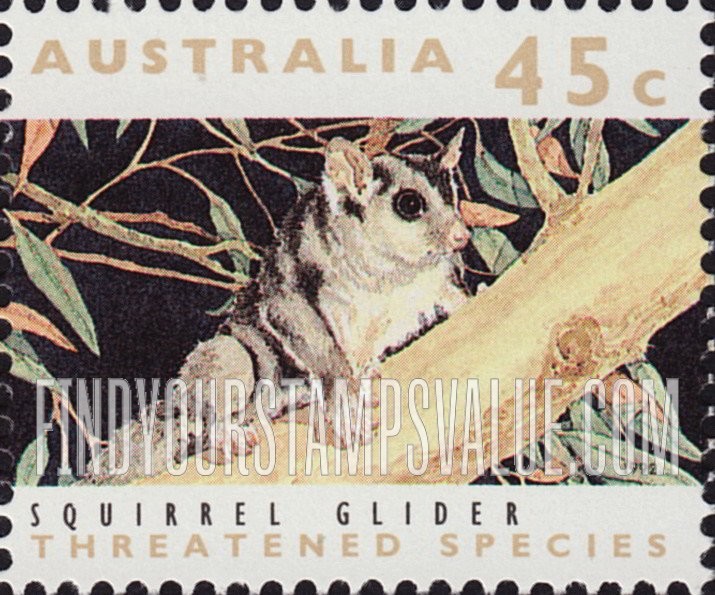 FindYourStampsValue: Threatened Species: Squirrel glider