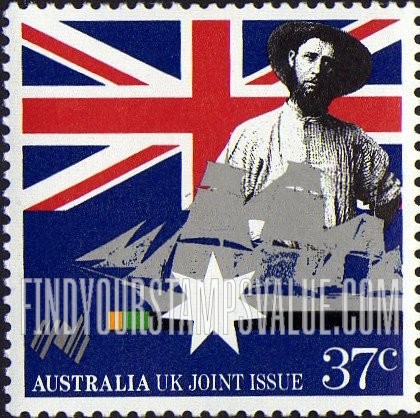 FindYourStampsValue: Australia Bicentennial: Colonist, clipper ship