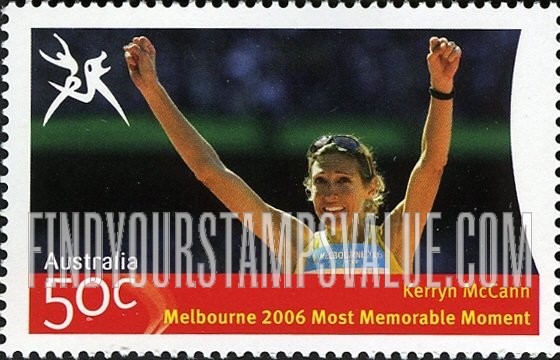 FindYourStampsValue: Highlights of Commonwealth Games: Kerryn McCann - With both arms raised