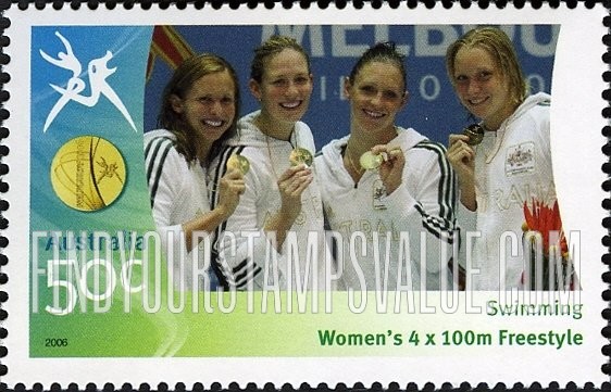 FindYourStampsValue: Medalists at Commonwealth Games: Women’s 4x100m freestyle swim team