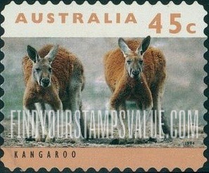 FindYourStampsValue: Threatened Species Type of 1992: Two adult kangaroos