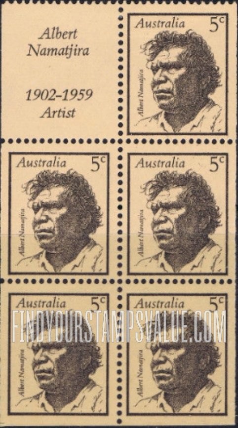 FindYourStampsValue: Famous Australians: Albert Namatjira (1902-59), aborigine, artist