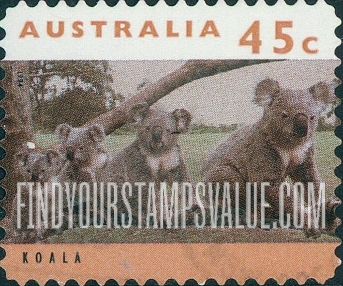 FindYourStampsValue: Threatened Species Type of 1992: Four koalas