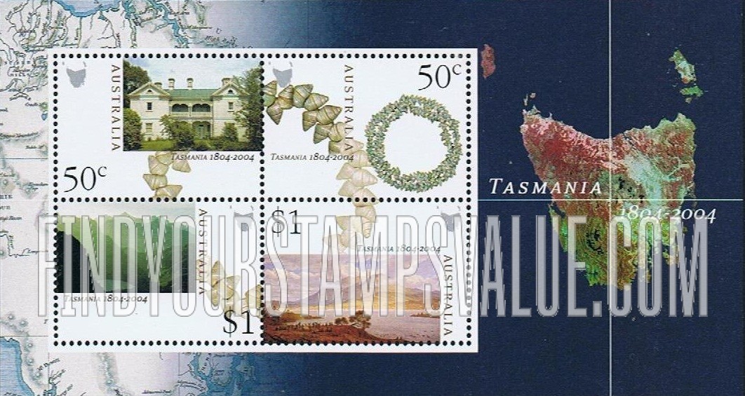 FindYourStampsValue: Settlement of Hobart Town, Tasmania, Bicentennial