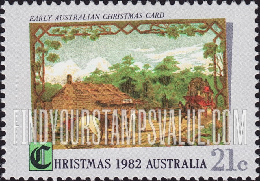FindYourStampsValue: Christmas: 1st Australian Christmas cards, 1881, horizontal