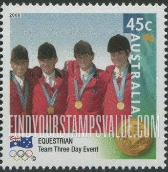 FindYourStampsValue: Australian Gold Medalists at 2000 Olympics: Three day event equestrian team