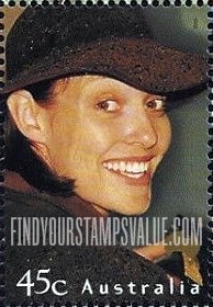 FindYourStampsValue: Faces of Australia: Philippa Weir, with brown hat