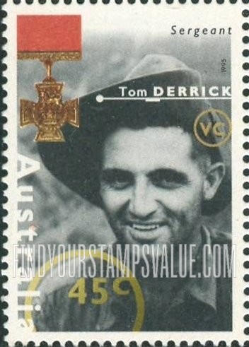 FindYourStampsValue: Famous Australians from World War II: Tom Derrick