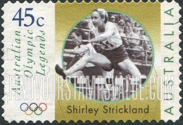FindYourStampsValue: Legends Type of 1997: Strickland clearing hurdle