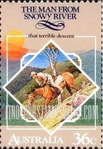 FindYourStampsValue: The Man from Snowy River 1890, Ballad by A.B. Paterson: Terrible descent