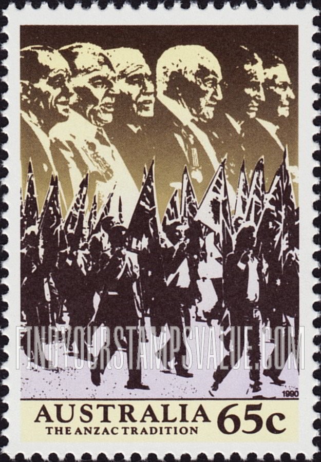 FindYourStampsValue: Scenes from WW II, 1940-41: Veterans and memorial parade