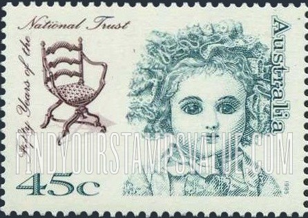 FindYourStampsValue: National Trust, 50th Anniversary: 15th-16th centennial x-frame Italian style chair, 19th centennial Steiner doll
