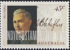 FindYourStampsValue: World War II Prime Ministers: Joseph Benedict (Ben) Chifley