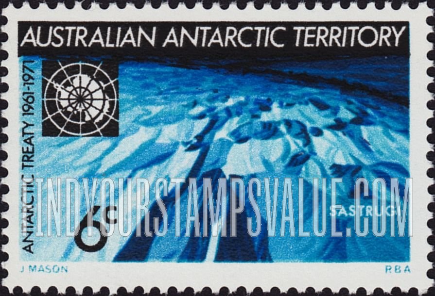 FindYourStampsValue: AUSTRALIAN ANTARCTIC TERRITORY: Sastrugi Snow Formation