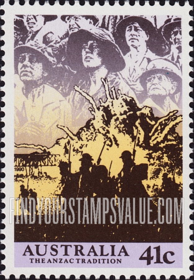 FindYourStampsValue: Scenes from WW II, 1940-41: Anzacs at the front