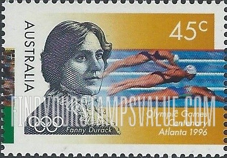 FindYourStampsValue: Modern Olympic Games, Centennial: Fanny Durack, 1st Australian woman gold medalist, swimmers