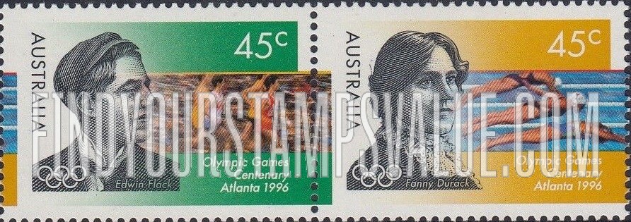 FindYourStampsValue: Modern Olympic Games, Centennial: Edwin Flack and Fanny Durack