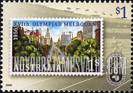 FindYourStampsValue: Melbourne Summer Olympics, 50th Anniversary: Australia #290, runners