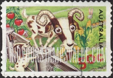 FindYourStampsValue: Down on the Farm: Goats and rabbit
