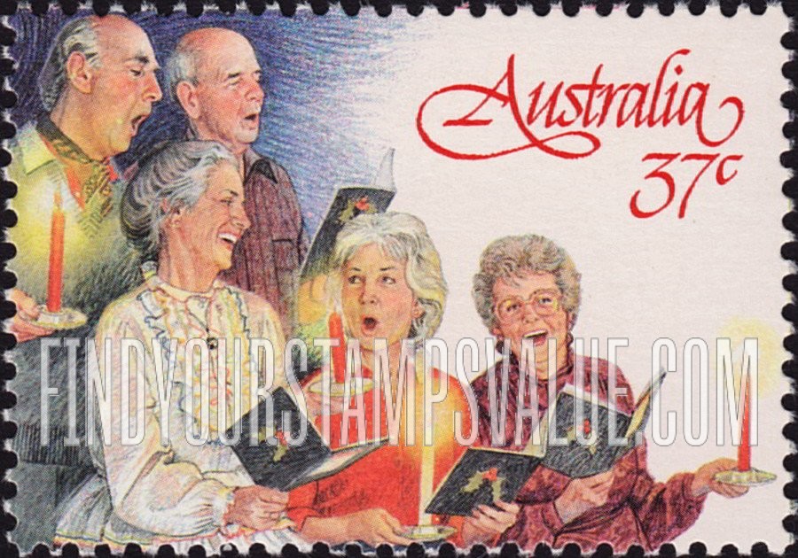 FindYourStampsValue: Christmas: three women, two men