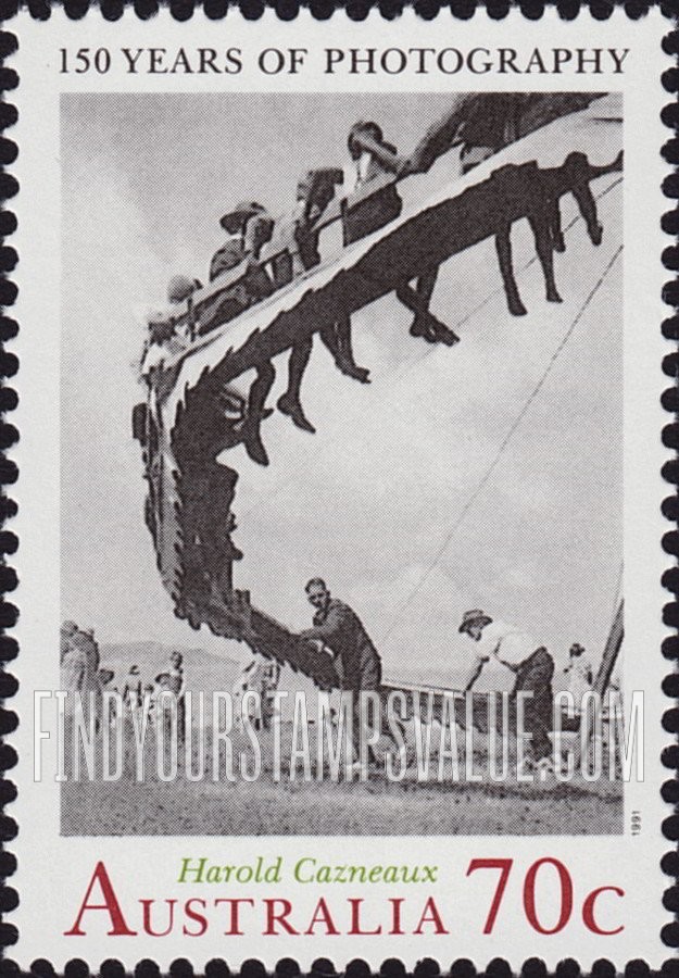 FindYourStampsValue: Australian Photography, 150th Anniversary: Wheel of Youth, by Harold Cazneaux, 1929