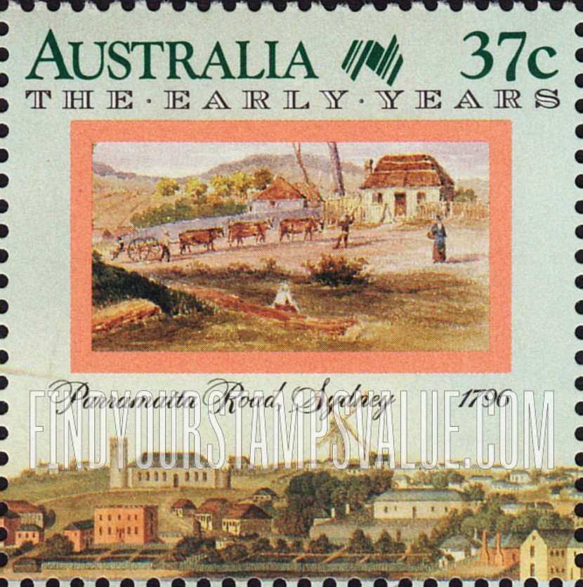 FindYourStampsValue: The Early Years: Parramatta Road, 1796, attributed to convict artist Thomas Watling