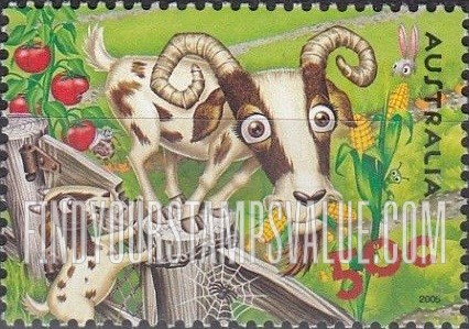 FindYourStampsValue: Down on the Farm: Goats and rabbit