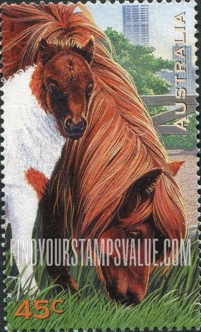 FindYourStampsValue: Pets: Pony mare, foal